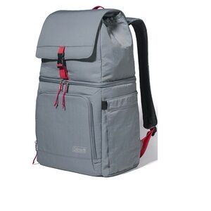 COLEMAN Now 18-Can Backpack Cooler, Soft-Sided, 31.86 qt, Red Accents. NEW